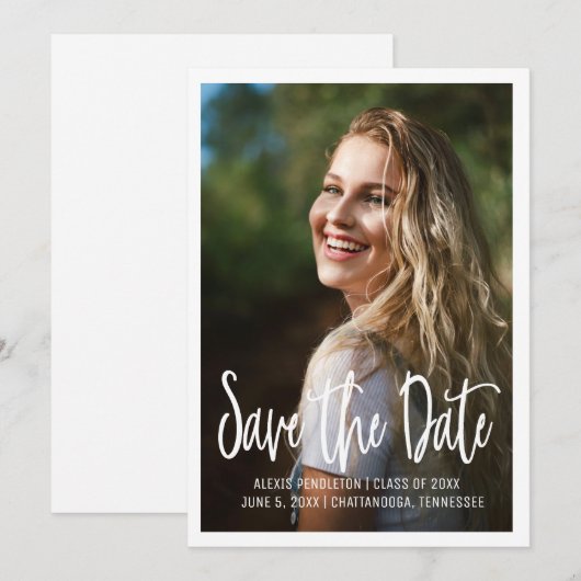 Afstuderen Photo Save Date High School College Kaart (Voorkant / Achterkant)