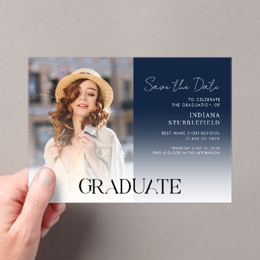 Afstuderen Photo Script-Afstudeerder De datum opsl Acryl Uitnodigingen (Insitu (Draagbaar))