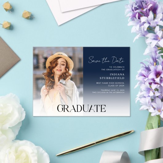 Afstuderen Photo Script-Afstudeerder De datum opsl Acryl Uitnodigingen (Insitu (Huwelijk))