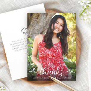 Afstuderen Photo Script Hearts Modern Simple Bold Bedankkaart