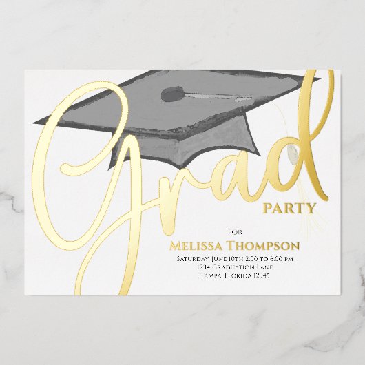 Afstuderen Photo Template Classic Script Folie Uitnodiging (Voorkant)