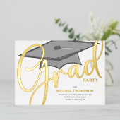 Afstuderen Photo Template Classic Script Folie Uitnodiging (Staand Voorkant)