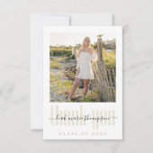 Afstuderen Photo Template Gold Script Bedankkaart (Voorkant)