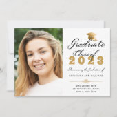 Afstuderen Photo White Gold Script Class of 2023 Aankondiging (Voorkant)