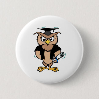 Afstuderen Pin Wise Old Owl Pet Diploma Ronde Button 5,7 Cm