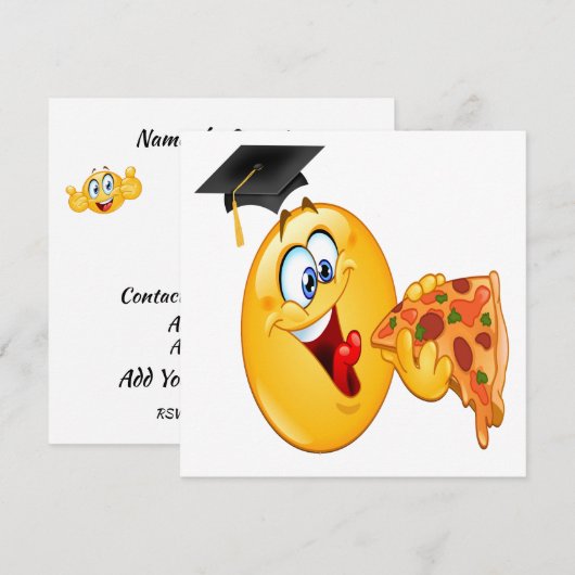 Afstuderen Pizza Party Invitation Kaart (Voorkant / Achterkant)