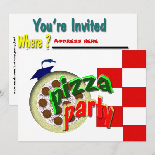 Afstuderen Pizza Party!!!!! Kaart (Voorkant / Achterkant)