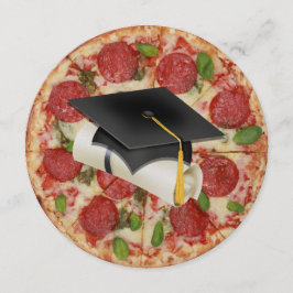 Afstuderen Pizza Party Ronde Uitnodiging