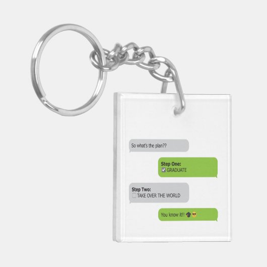 Afstuderen Plan Chat T-Shirt Sleutelhanger (Voorkant Links)