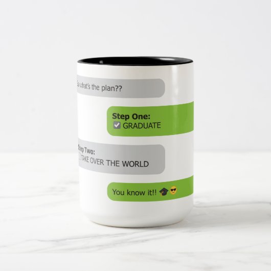 Afstuderen Plan Chat T-Shirt Tweekleurige Koffiemok (Center)