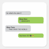 Afstuderen Plan Chat T-Shirt Vierkante Sticker (Voorkant)