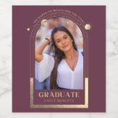 Afstuderen Plum Gold Sun Moon Stars Afstudeerder F Wijn Etiket (Enkel label)