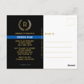 Afstuderen Politie Dunne Blauwe Lijn Fotouitnodigi Briefkaart (Achterkant)