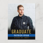 Afstuderen Politie Dunne Blauwe Lijn Fotouitnodigi Briefkaart (Voorkant)