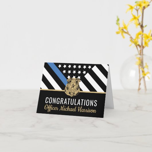 Afstuderen politieacademie gefeliciteerd kaart (Gele Bloem)