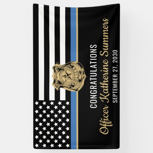 Afstuderen politiebeambte spandoek (Verticaal)