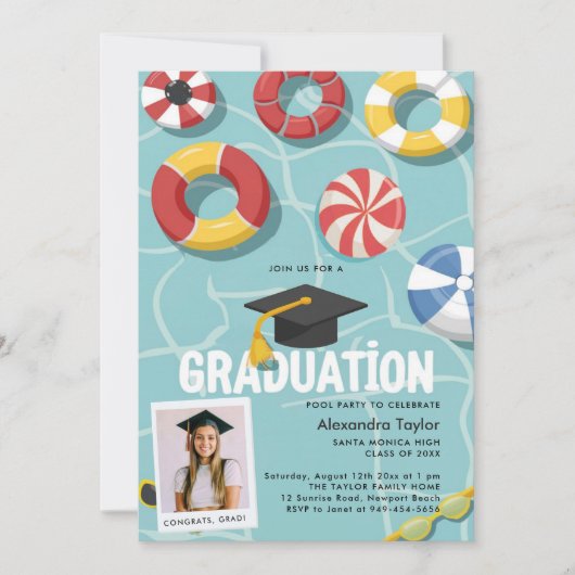 Afstuderen Pool Party High School College Foto Kaart (Voorkant)