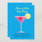 Afstuderen Pool Party Invitation in Blue Kaart (Voorkant / Achterkant)
