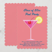 Afstuderen Pool Party Invitation in Coral Kaart (Voorkant / Achterkant)