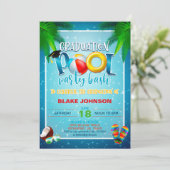 Afstuderen Pool Party Invitation Kaart (Staand voorkant)
