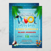 Afstuderen Pool Party Invitation Kaart (Voorkant / Achterkant)