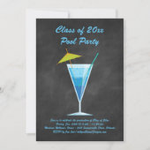 Afstuderen Pool Party Invite Chalkboard & Blue Kaart (Voorkant)