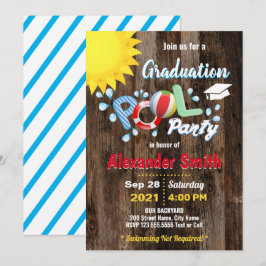 Afstuderen Pool Party Rustic Uitnodiging