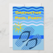 Afstuderen Pool Party Zomer Blauwe Teenslippers Kaart (Voorkant)