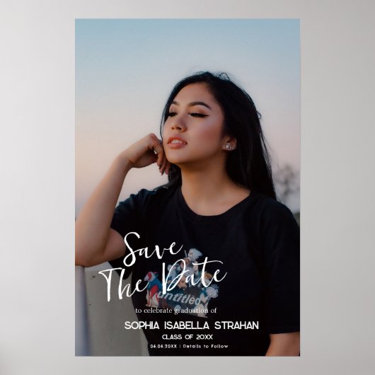 Afstuderen Poster Custom Name Date Save the Date (Voorkant)