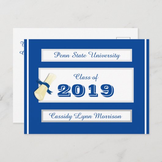 Afstuderen Postkaarten blauw/wit (Voorkant / Achterkant)