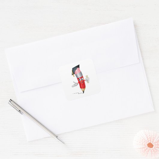 Afstuderen potlood vierkante sticker
