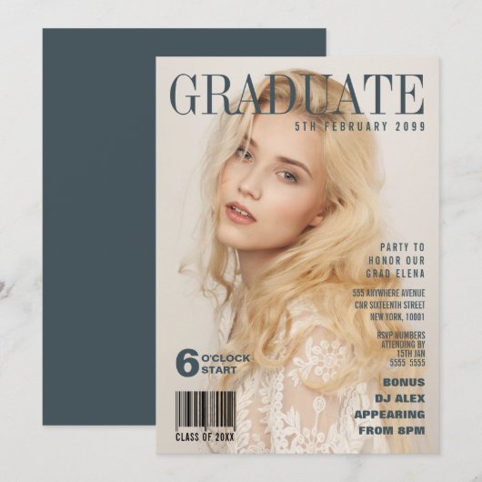 AFSTUDEREN PRETEND MAGAZINE HOESJE PARTIJ INVITE KAART (Voorkant / Achterkant)