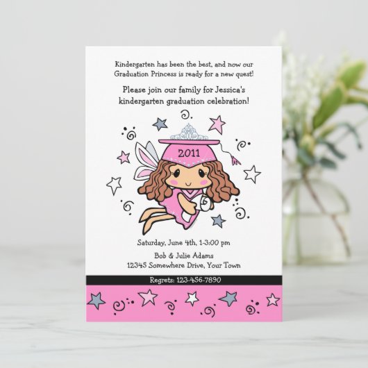 Afstuderen Princess Invitation Kaart (Staand voorkant)