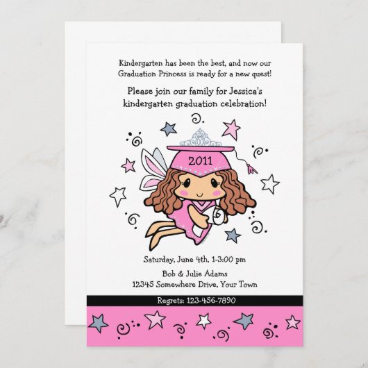 Afstuderen Princess Invitation Kaart (Voorkant / Achterkant)