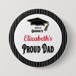 Afstuderen Proud Dad Parent Daughter Monogram Afst Ronde Button 7,6 Cm