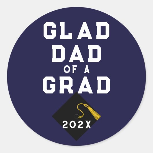 Afstuderen Proud Dad Ronde Sticker (Voorkant)