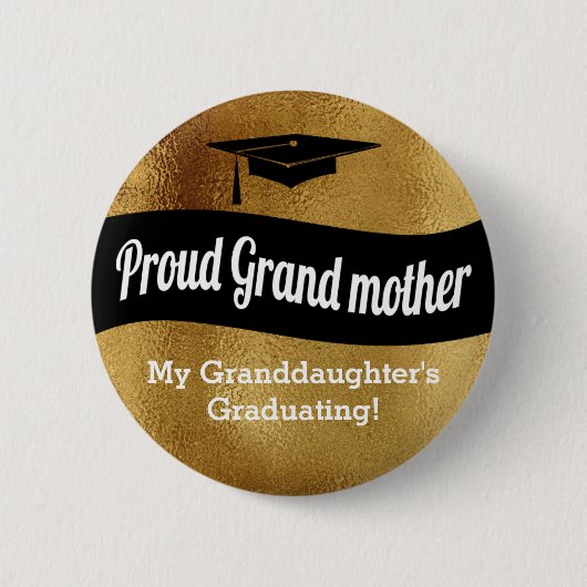 Afstuderen - Proud Grandmoeder = Faux Gold Ronde Button 5,7 Cm (Voorkant)