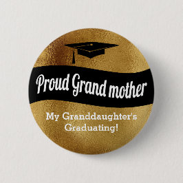 Afstuderen - Proud Grandmoeder = Faux Gold Ronde Button 5,7 Cm