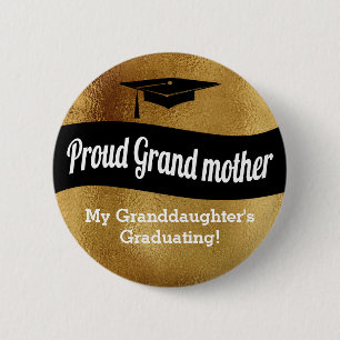 Afstuderen - Proud Grandmoeder = Faux Gold Ronde Button 5,7 Cm
