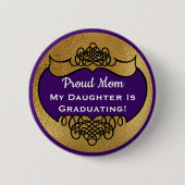 Afstuderen Proud Mam Faux Gold Paarse Daughter Ronde Button 5,7 Cm (Voorkant)