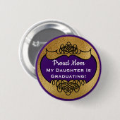 Afstuderen Proud Mam Faux Gold Paarse Daughter Ronde Button 5,7 Cm (Voorkant /achterkant)