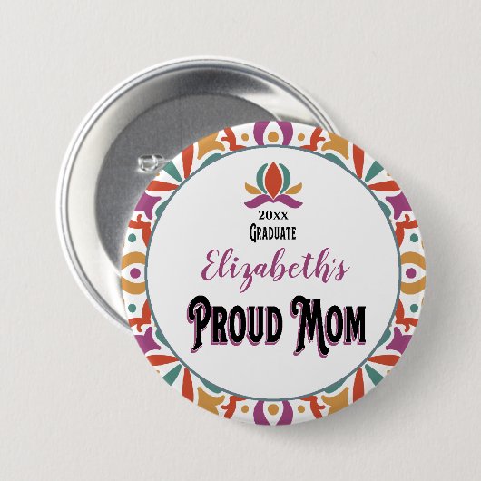 Afstuderen Proud Mam Parent Monogram Afstudeerder Ronde Button 7,6 Cm (Voorkant /achterkant)