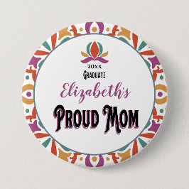 Afstuderen Proud Mam Parent Monogram Afstudeerder Ronde Button 7,6 Cm