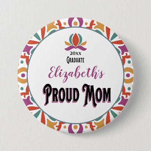 Afstuderen Proud Mam Parent Monogram Afstudeerder Ronde Button 7,6 Cm (Voorkant)