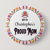 Afstuderen Proud Mam Parent Son Monogram Afstudeer Ronde Button 7,6 Cm (Voorkant)