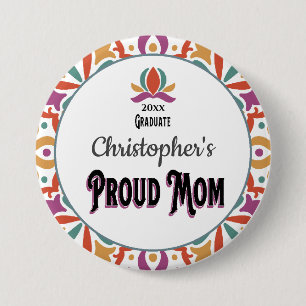 Afstuderen Proud Mam Parent Son Monogram Afstudeer Ronde Button 7,6 Cm