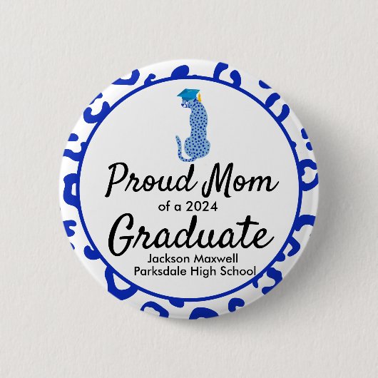 Afstuderen Proud Mom blauw editie Ronde Button 5,7 Cm (Voorkant)