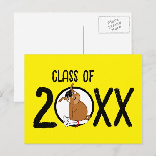 Afstuderen Puppy Blank Briefkaart Geel (Voorkant / Achterkant)