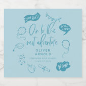 Afstuderen Quirky Doodle Next Adventure Blue Bier Etiket (Enkel label)