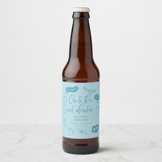Afstuderen Quirky Doodle Next Adventure Blue Bier Etiket (Voorkant)